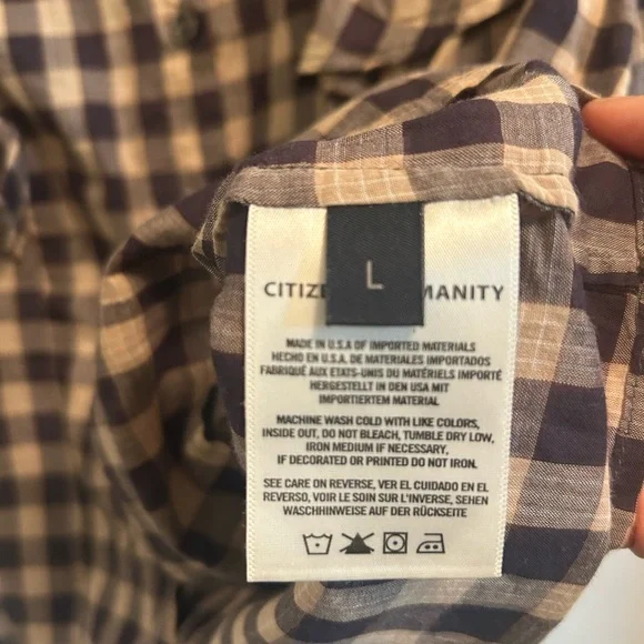 Citizens of Humanity Jolene Blouse Black and Cream Gingham Ruffle Top Size Large - Picture 4 of 6